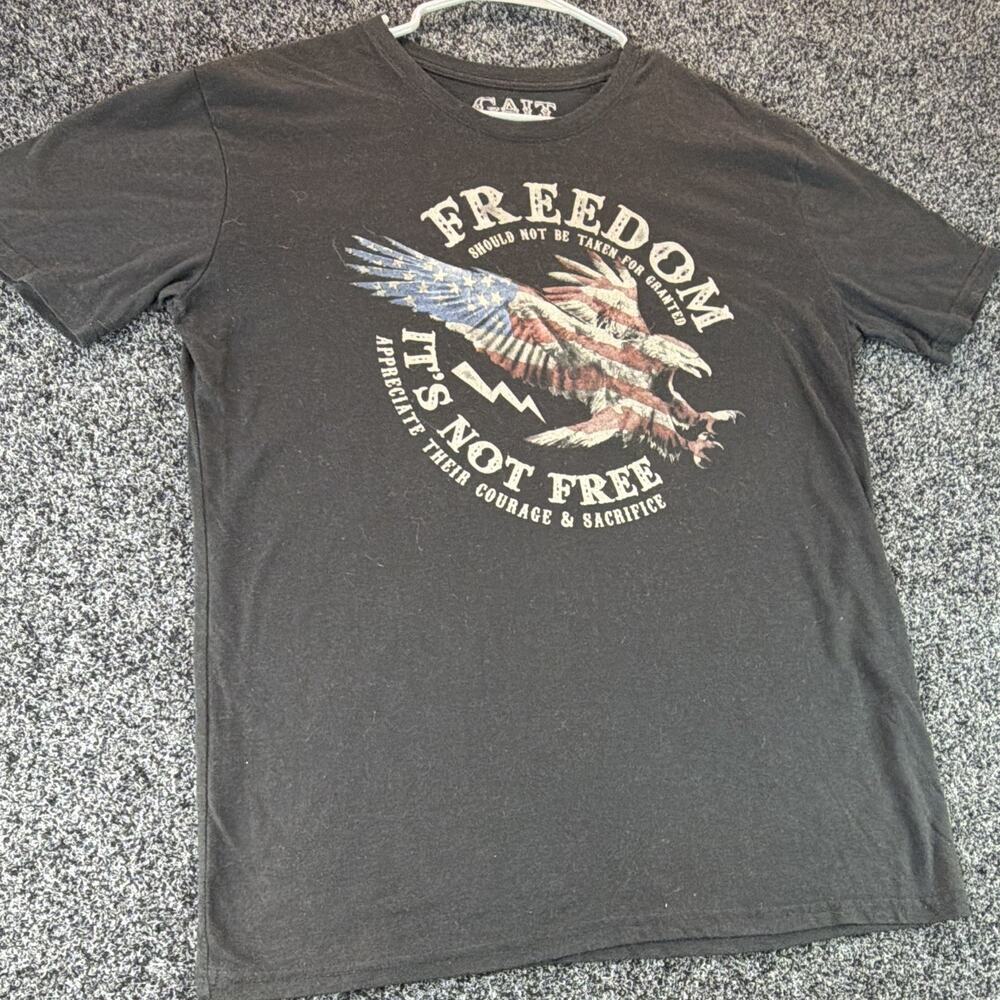 Galt Freedom Eagle American Flag Graphic T-Shirt Mens Large Black Patriotic Tee
